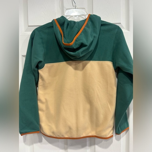 Patagonia Kids' Medium Micro D Snap-T Fleece Jacket Green Tan Hood NWT - Picture 3 of 7